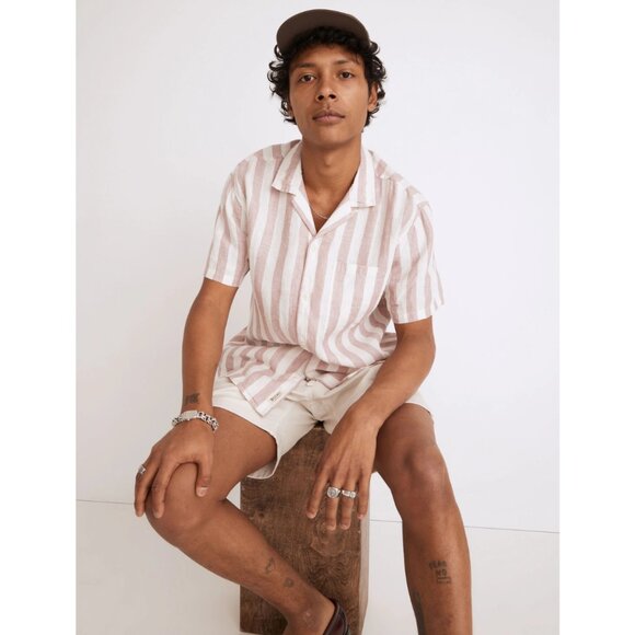 Madewell Men's Linen Easy Short-Sleeve Shirt in Vintage Petal Print Size Large - Picture 1 of 11